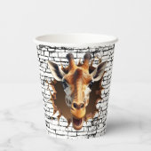 3D Giraffe Wall Break Art – Realistic Safari 紙コップ (裏面)