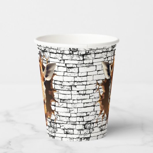 3D Giraffe Wall Break Art – Realistic Safari 紙コップ (右)