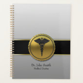 3D Gold Medical Caduceus Emblem Professional プランナー手帳 (正面)