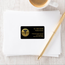 3D Gold Medical Caduceus Emblem Professional ラベル