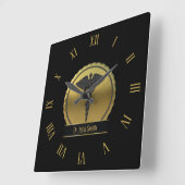 3D Gold Medical Caduceus Professional Emblem スクエア壁時計 (傾斜)