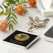 3D Gold Medical Professional Caduceus Emblem キーホルダー (側面)