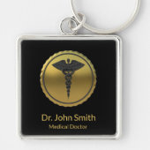 3D Gold Medical Professional Caduceus Emblem キーホルダー (正面)