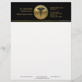 3D Gold Medical Professional Caduceus Emblem レターヘッド