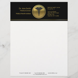 3D Gold Medical Professional Caduceus Emblem レターヘッド
