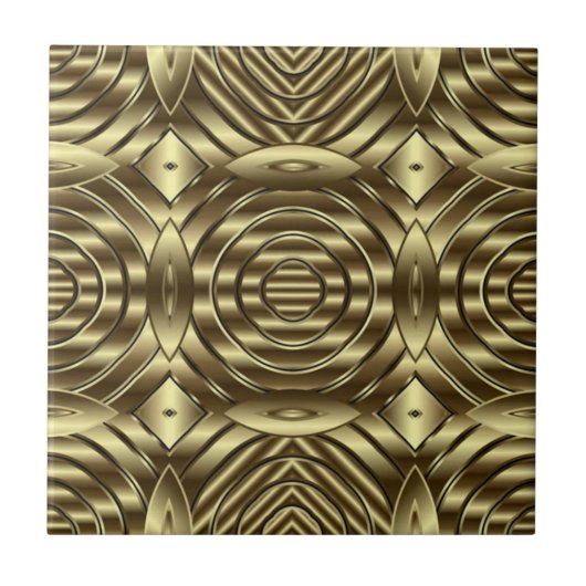 3D Gold Metallic Geometric Pattern luxury  タイル (正面)
