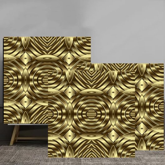 3D Gold Metallic Geometric Pattern luxury  タイル