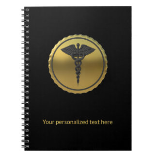 3D Gold Professional Medical Caduceus Emblem ノートブック
