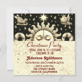 3d Golden Christmas Sun Golden Christmas Party 招待状 (正面)