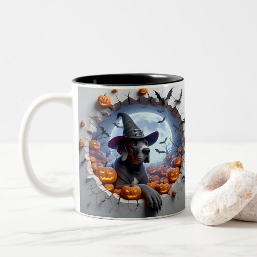 3D Halloween Dog Breeds Halloween Mugs, Tea/Coffee ツートーンマグカップ (ドーナツ)