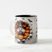 3D Halloween Dog Breeds Halloween Mugs, Tea/Coffee ツートーンマグカップ (正面左)