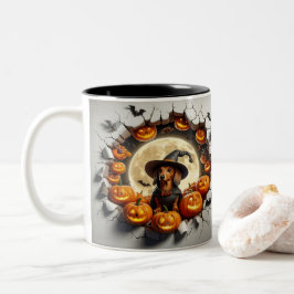 3D Halloween Dog Breeds Halloween Mugs, Tea/Coffee ツートーンマグカップ