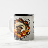 3D Halloween Dog Breeds Halloween Mugs, Tea/Coffee ツートーンマグカップ (正面左)