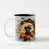 3D Halloween Dog Breeds Halloween Mugs, Tea/Coffee ツートーンマグカップ (左)