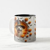 3D Halloween Dog Breeds Halloween Mugs, Tea/Coffee ツートーンマグカップ (正面左)
