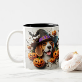 3D Halloween Dog Breeds Halloween Mugs, Tea/Coffee ツートーンマグカップ