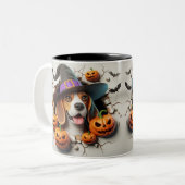 3D Halloween Dog Breeds Halloween Mugs, Tea/Coffee ツートーンマグカップ (正面左)