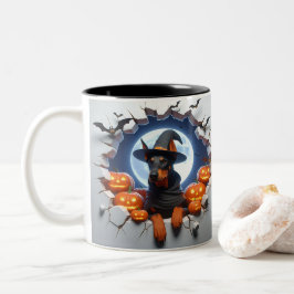 3D Halloween Dog Breeds Halloween Mugs, Tea/Coffee ツートーンマグカップ