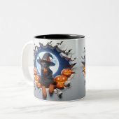 3D Halloween Dog Breeds Halloween Mugs, Tea/Coffee ツートーンマグカップ (正面左)