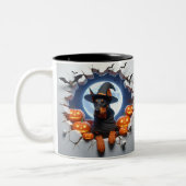 3D Halloween Dog Breeds Halloween Mugs, Tea/Coffee ツートーンマグカップ (左)