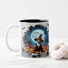 3D Halloween Dog Breeds Halloween Mugs, Tea/Coffee ツートーンマグカップ