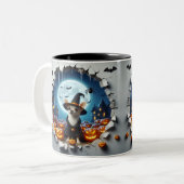 3D Halloween Dog Breeds Halloween Mugs, Tea/Coffee ツートーンマグカップ (正面左)