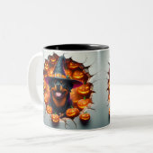 3D Halloween Dog Breeds Halloween Mugs, Tea/Coffee ツートーンマグカップ (正面左)