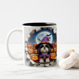 3D Halloween Dog Breeds Halloween Mugs, Tea/Coffee ツートーンマグカップ