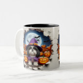 3D Halloween Dog Breeds Halloween Mugs, Tea/Coffee ツートーンマグカップ (正面左)