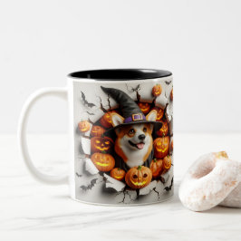 3D Halloween Dog Breeds Halloween Mugs, Tea/Coffee ツートーンマグカップ