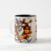 3D Halloween Dog Breeds Halloween Mugs, Tea/Coffee ツートーンマグカップ (正面左)