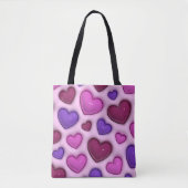 3D Heart Pattern - Pink Romantic Everyday Tote Bag トートバッグ (正面)