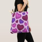3D Heart Pattern - Pink Romantic Everyday Tote Bag トートバッグ (クローズアップ)
