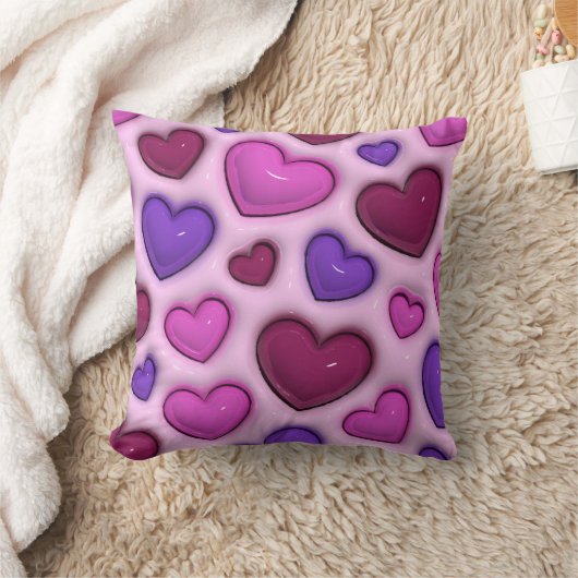 3D Heart Pattern - Pink Romantic Home Decor クッション (ブランケット)