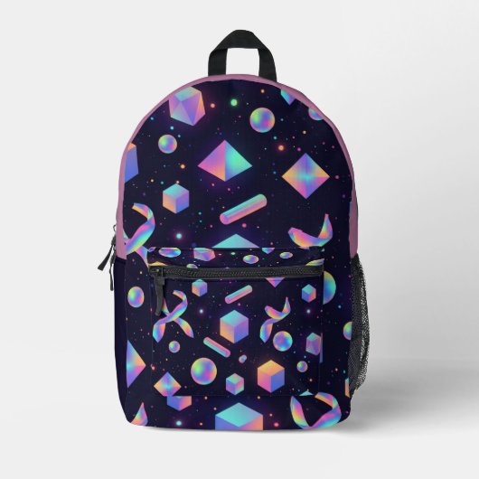 3D Holographic Geometric Aesthetic Backpack プリントバックパック (正面)