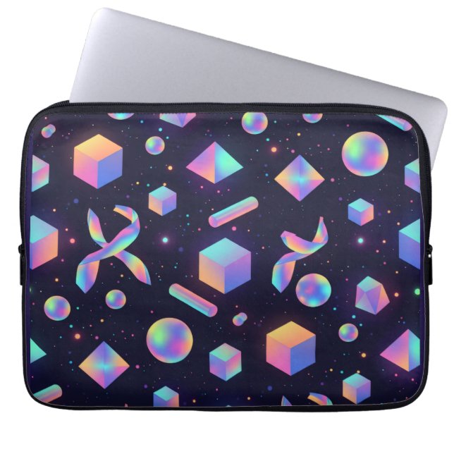 3D Holographic Geometric Padded Laptop Sleeve ラップトップスリーブ (正面)