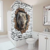 3D Iguana Wall Break Art – Realistic Safari シャワーカーテン (インサイチュ)