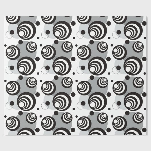 3D Illusion Black and White Bold Geometric Circles ラッピングペーパー (フラット)