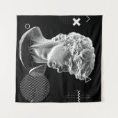 3D ing of Michelangelo's David head in pixel art 8 タペストリー (正面(横))