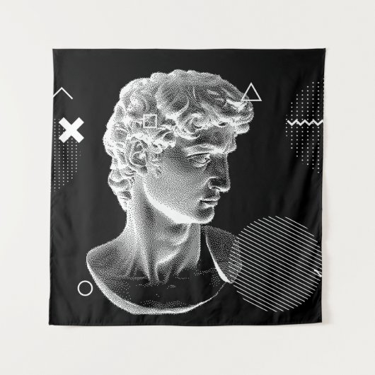 3D ing of Michelangelo's David head in pixel art 8 タペストリー (正面)