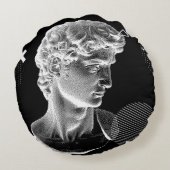 3D ing of Michelangelo's David head in pixel art 8 ラウンドクッション (裏面)
