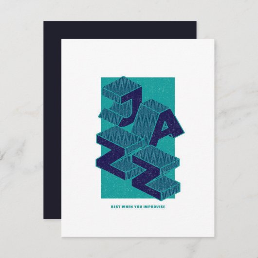 3D Jazz music - Funny Music Lover Gift 招待状 (正面/裏面)