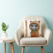 3D Kawaii Pumpkin Cat Halloween Throw Pillow クッション (椅子)