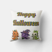 3D Kawaii Pumpkin Cat Halloween Throw Pillow クッション (裏面)