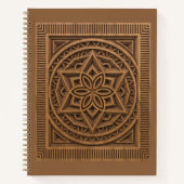 3D Layered Geometric Mandala Wood Carved Journal ノートブック (正面)
