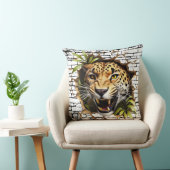 3D Leopard Wall Break Art – Realistic Safari クッション (椅子)