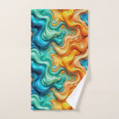 3D Liquid Swirl Abstract Glass - Modern Psychedeli バスタオルセット (ハンドタオル)