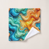 3D Liquid Swirl Abstract Glass - Modern Psychedeli バスタオルセット (ウォッシュタオル)