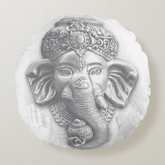 3d Lord Ganesha - Om ラウンドクッション (正面)