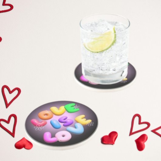 3D Love Is Love レインボー コースター